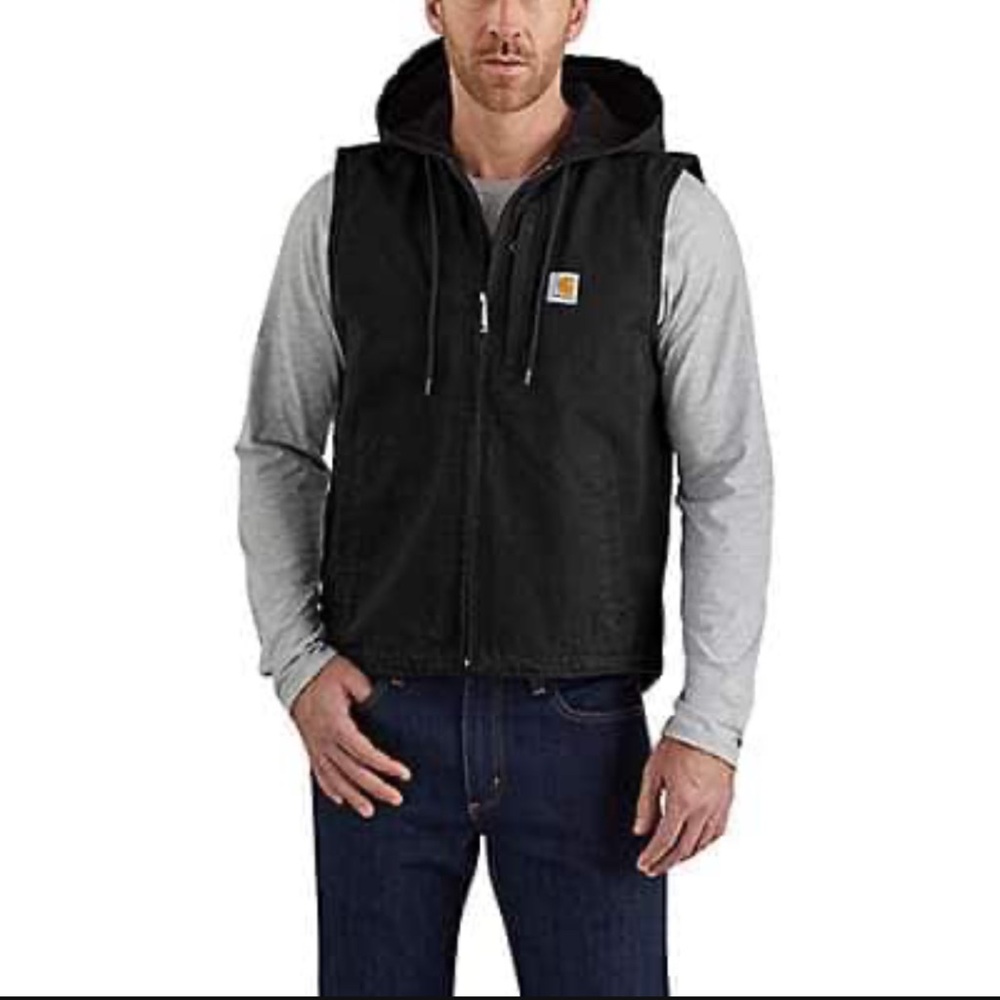 XL Tall Carhartt washed duck fleece lined hooded vest